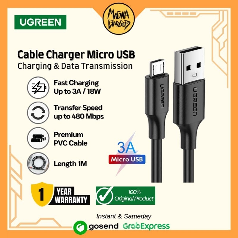 Jual UGREEN Kabel Charger Micro USB 2.0 QC 3.0 2.4A Fast Charging Kabel ...