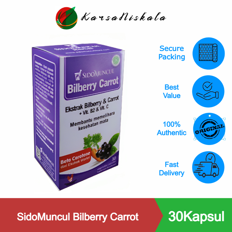 Jual Sido Muncul Herbal Bilberry Carrot 30 Kapsul Membantu