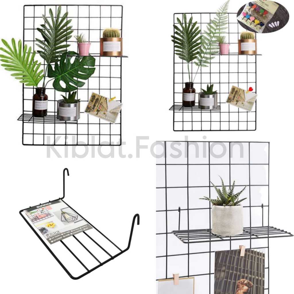 Jual Rak Kawat Hitam Hijang 35x35 Besi Pajangan Dinding Grid Wall ...