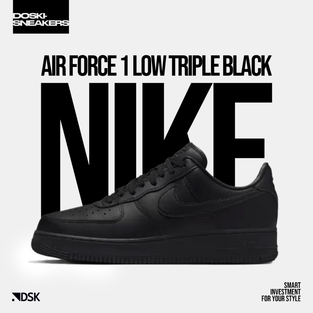 Jual Nike Air Force 1 Low Triple Black 100% Original Sneakers Casual