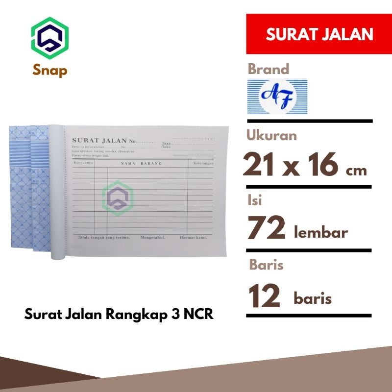 Jual Surat Jalan Rangkap 3 AF 3 Ply 72 Lembar Per 1 Buku | Shopee Indonesia