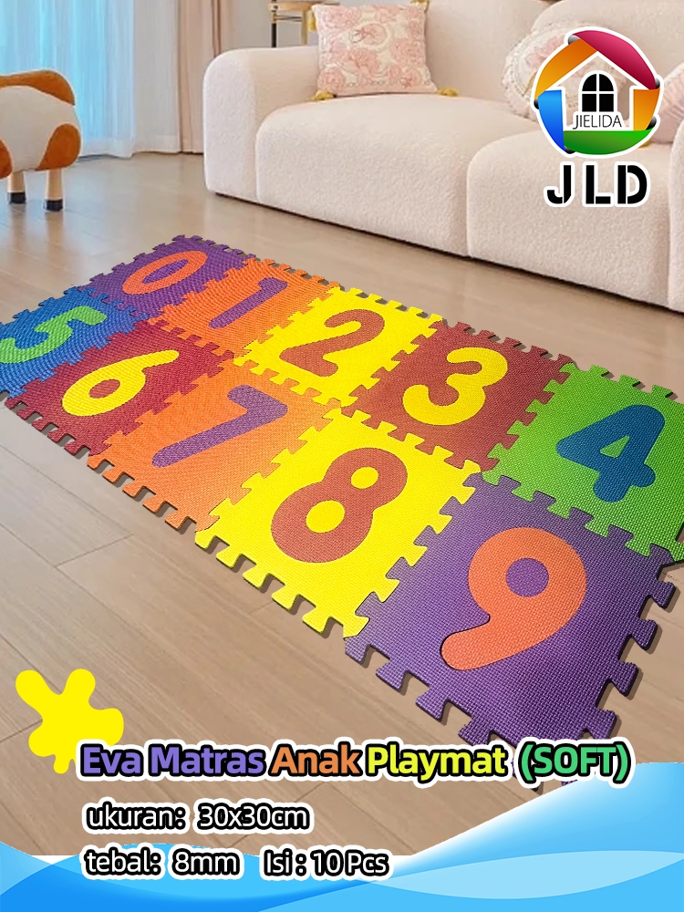 Jual JieLiDa 10Pcs Matras Evamat Matras Puzzle angka arab Karpet Puzzle ...