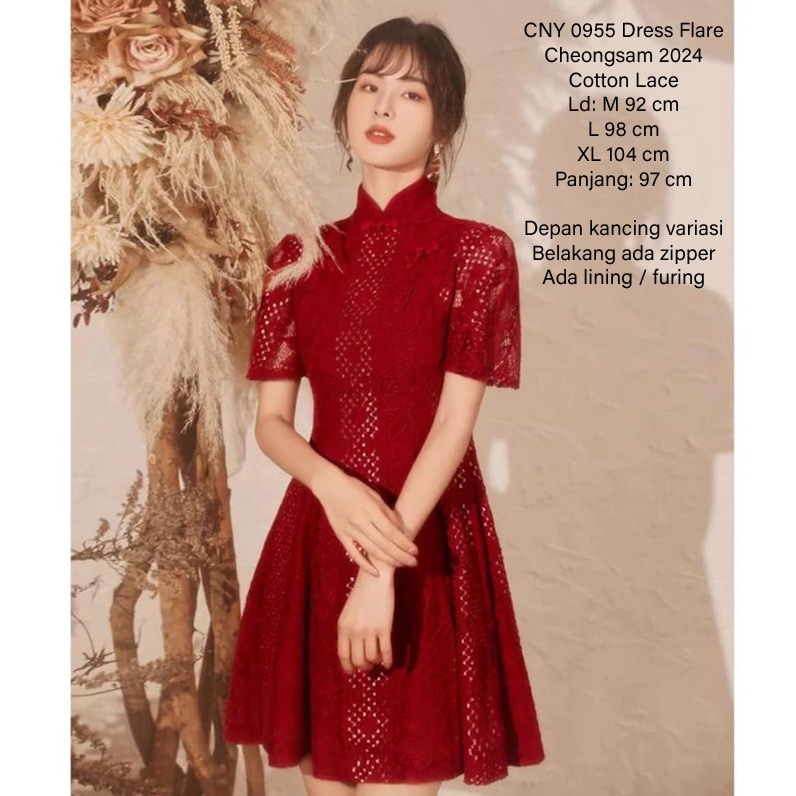Jual Ks0955 Dress Weylin Flare Cheongsam Import Cny 2024 Shopee Indonesia 