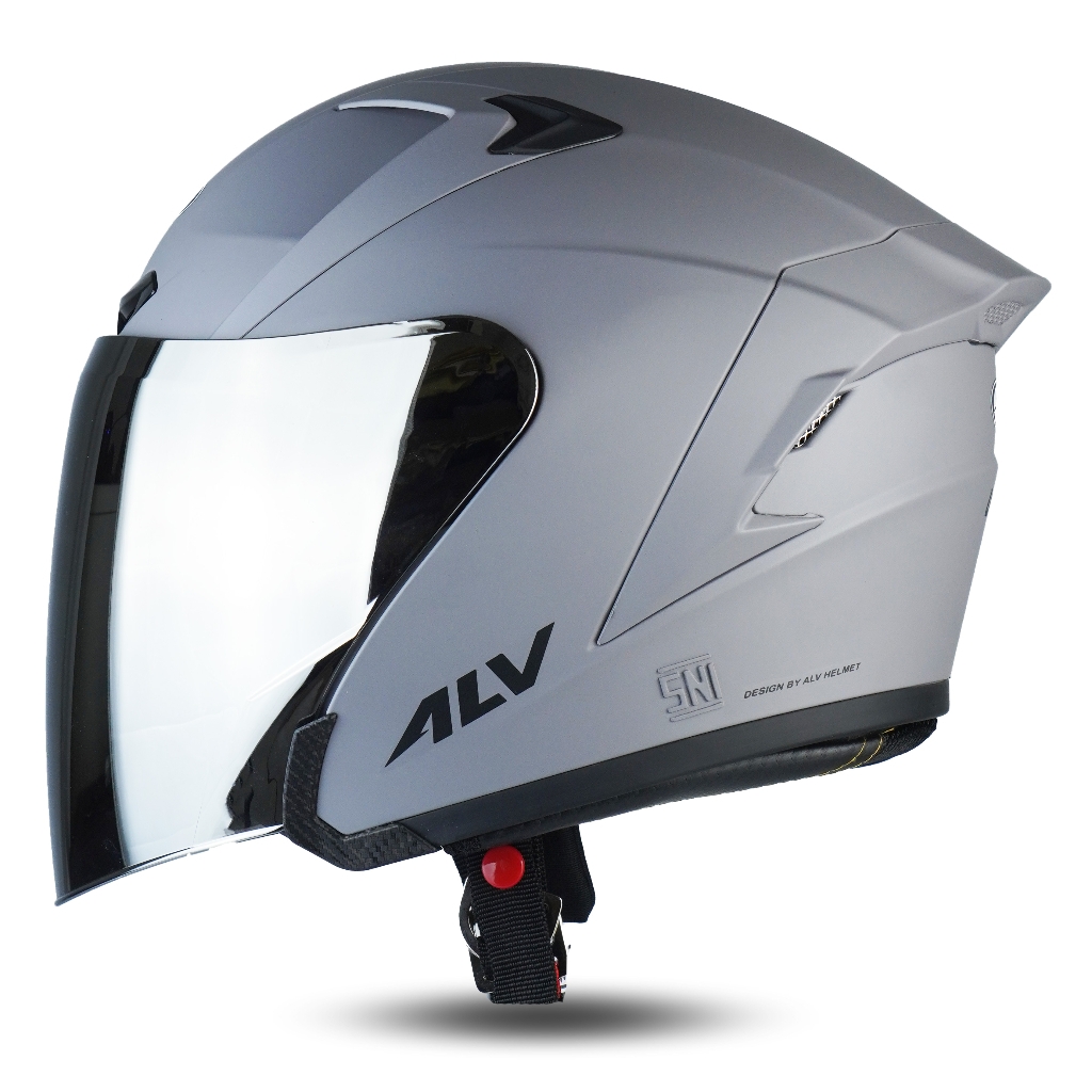 Jual Helm Half Face Alv Ultron Solid Kaca Silver Untuk Pria Dan Wanita