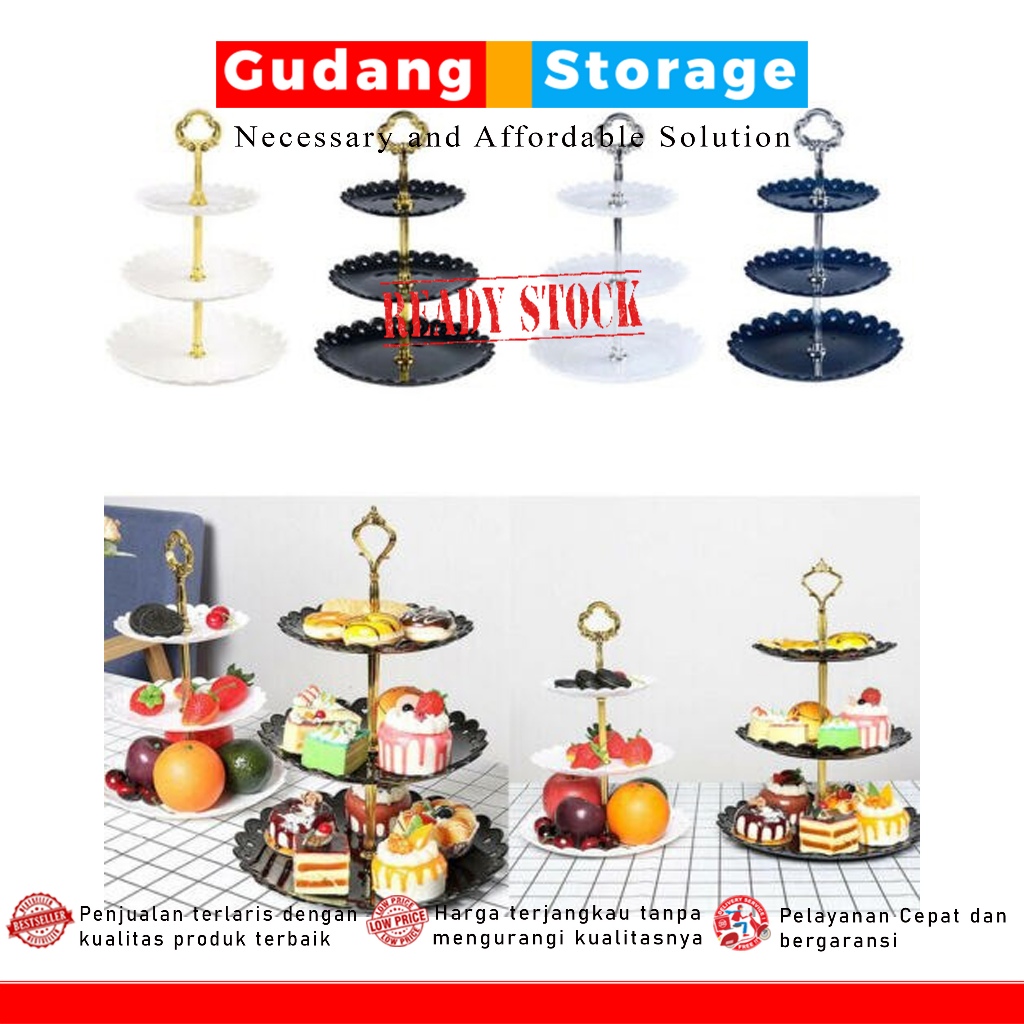 Jual [Gudang Storage Official] One Two Cups Rak Makan Kue Buah Cake ...