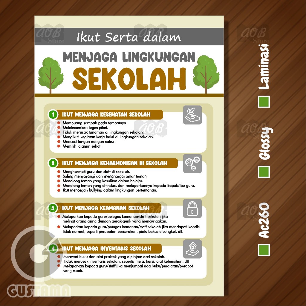 Jual Poster Menjaga Lingkungan Sekolah, Poster Edukasi Anak Laminasi A3