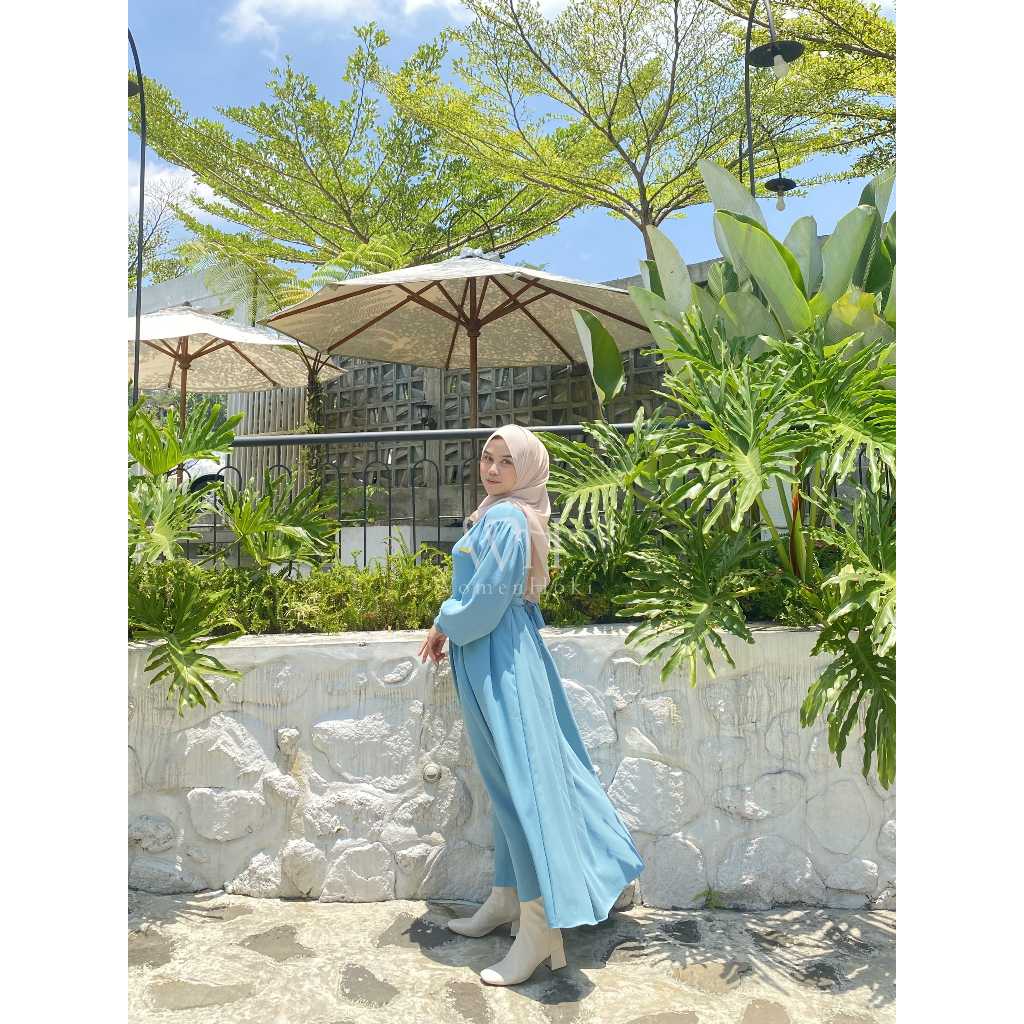 Jual Nadzira Gamis Rampel Pinggang Crincle Airflow Dress Muslim Wanita ...