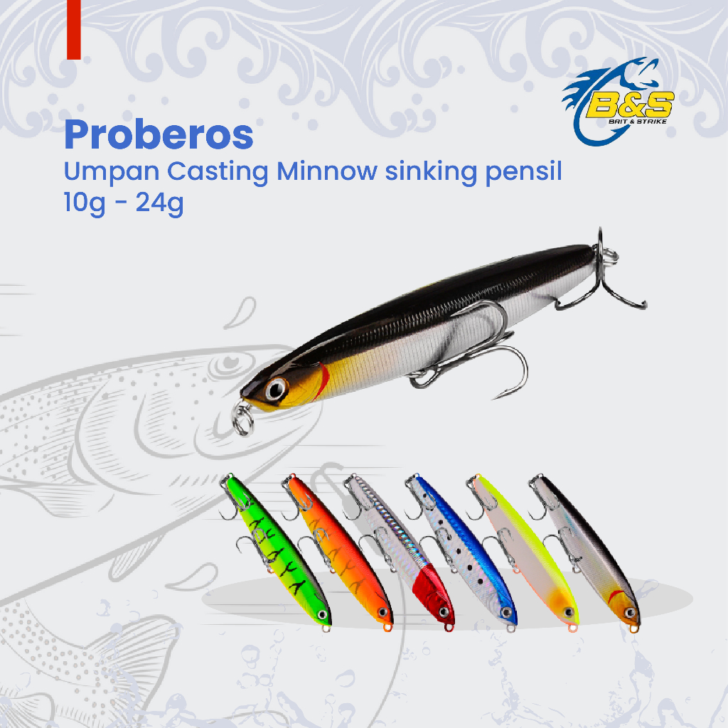 Umpan Trolling Tenggiri PROBEROS 12,5cm 4 Meter - Minnow Troling Laut Muara  Mirip Lure Yozuri