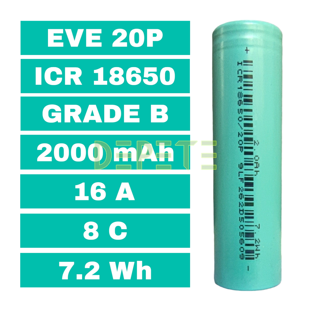 Jual EVE 20P 2000mAh 16A 8C ICR 18650 High Drain Li-Ion Battery Grade B ...