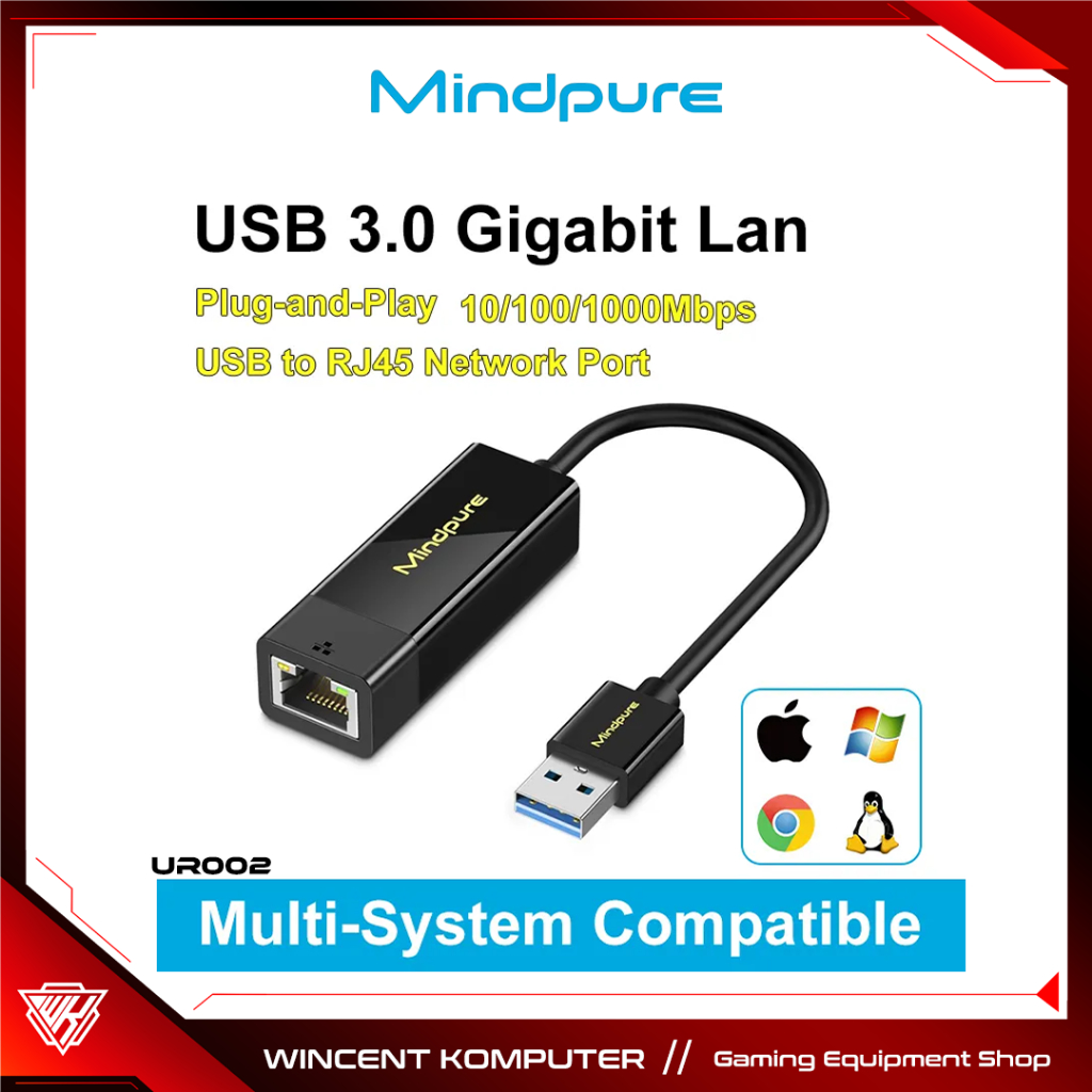 Jual Mindpure UR002 Konverter Adaptor Ethernet 10/100/1000, Konverter ...