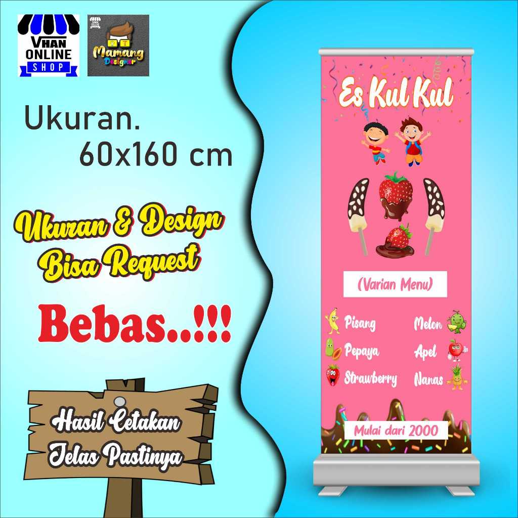 Jual Cetak Spanduk Banner Ukuran 60x160 Cm Jualan Es Kul Kul Viral