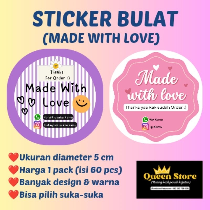 Jual ISI 60 PCS/STICKER BULAT/STICKER LABEL/STICKER BONTAX/STICKER