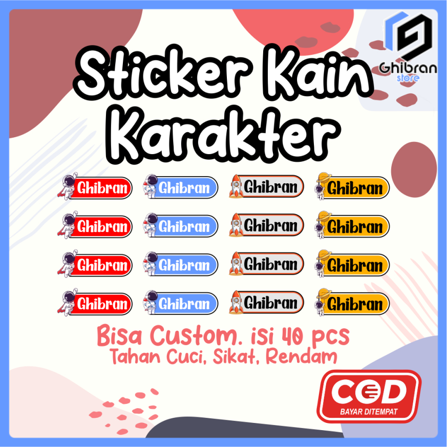 Jual Label Nama Custom II Sticker Kain Nama isi 50pcs+ II Label Baju ...