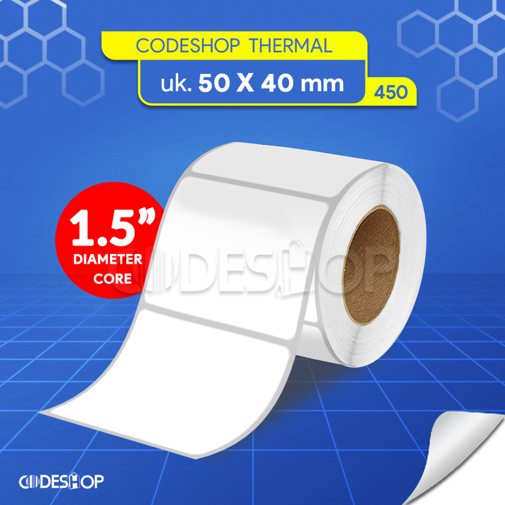 Jual Codeshop Stiker Label Barcode 50 x 40 mm Thermal 1 Line isi 450 ...