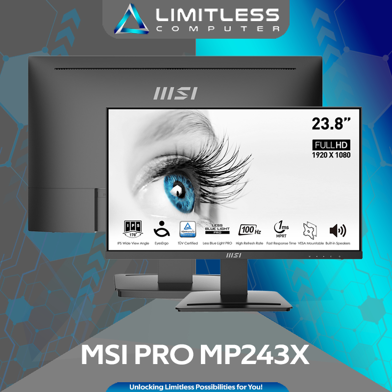 Jual MSI PRO MP243X 100Hz 24 Inch 1ms 1080P FHD IPS HDMI DP Monitor ...