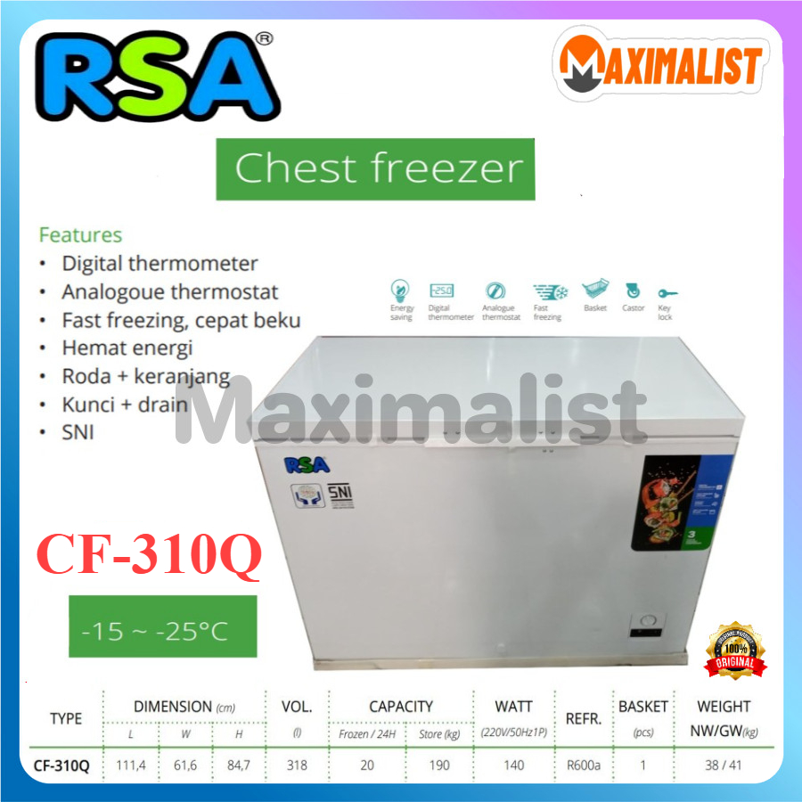 Jual PROMO CUCI GUDANG RSA CF-310Q CF310 CF-160 CHEST FREEZER - RSA XS ...