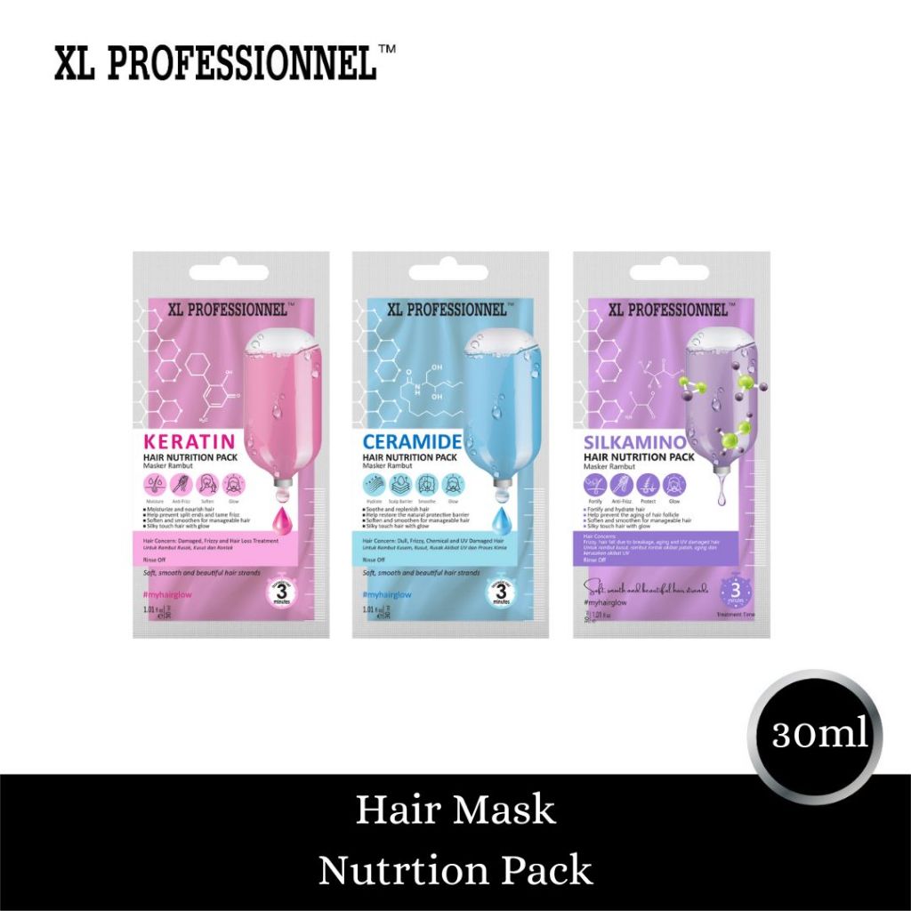 Jual XL HAIR NUTRITION PACK KERATIN MASKER RAMBUT - 30ml SACHET ...
