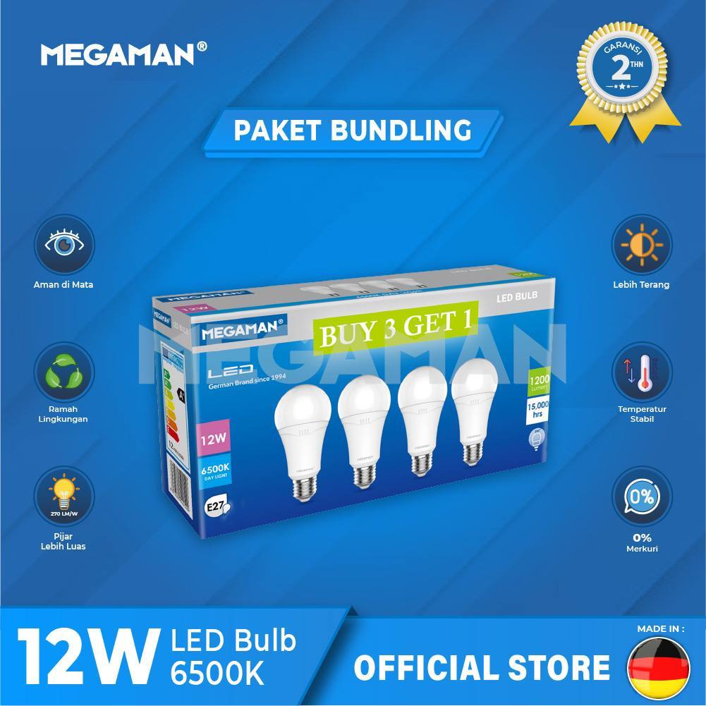 Jual Lampu Bohlam LED Megaman A Bulb 12 Watt Isi 4 Pcs | Shopee Indonesia