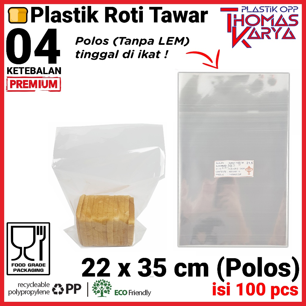 Jual Plastik Roti Tawar 20 x 10 ukuran 25x30 30x35 30x40 isi 100 OPP ...