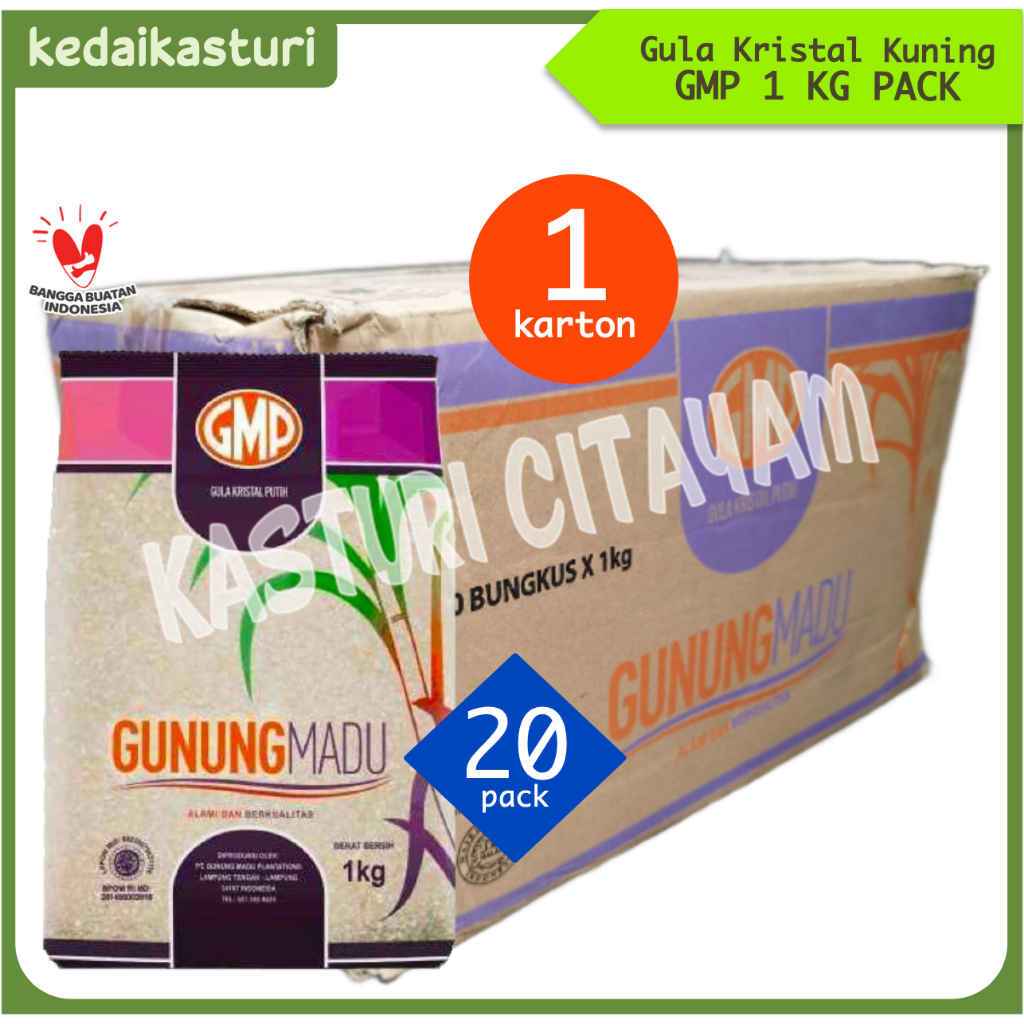 Jual GMP 1kg Gula Pasir Kristal Kuning [1 Karton x 20 Pack] | Shopee ...
