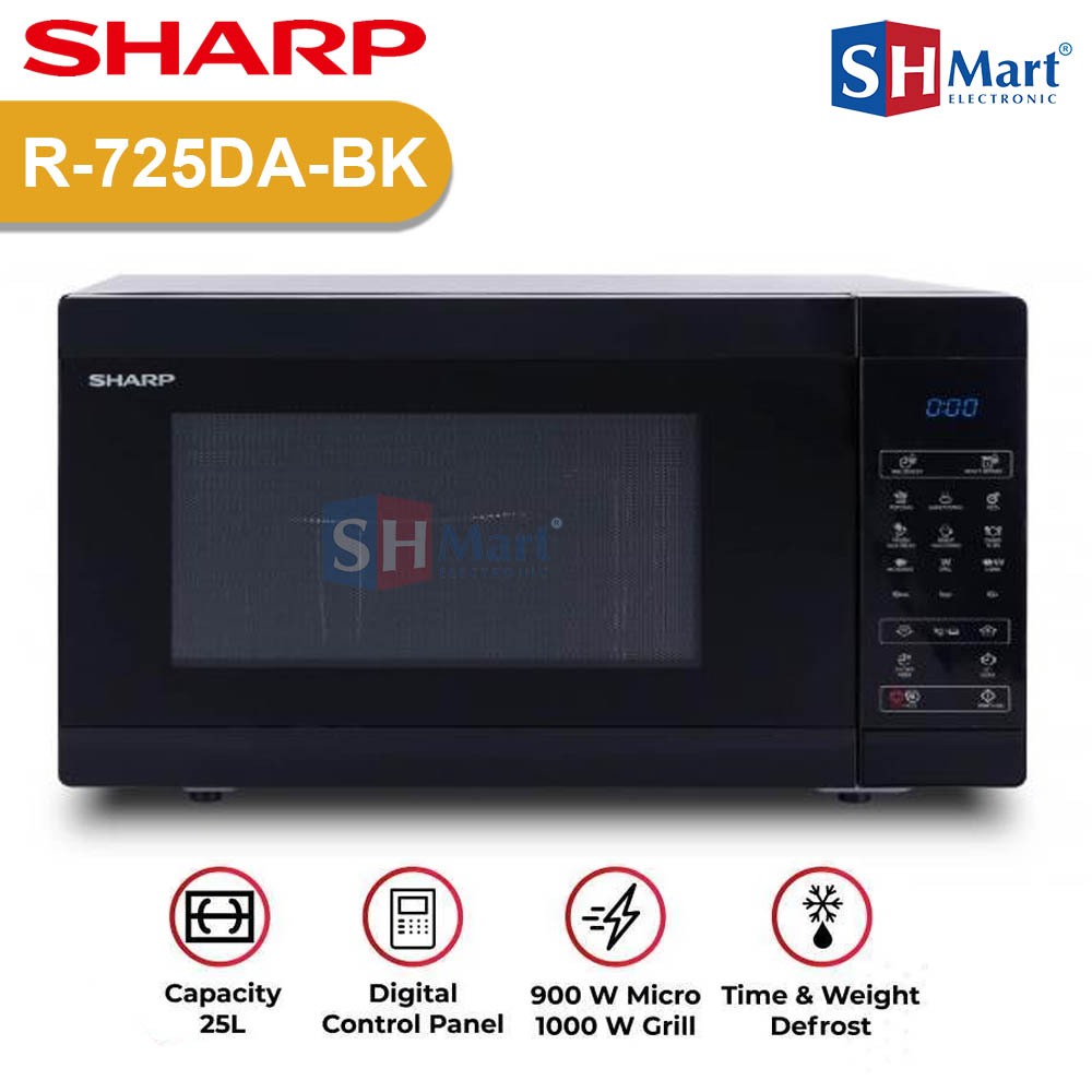 Jual MICROWAVE OVEN SHARP KAPASITAS 25 LITER R-725DA-BK GRILL GARANSI
