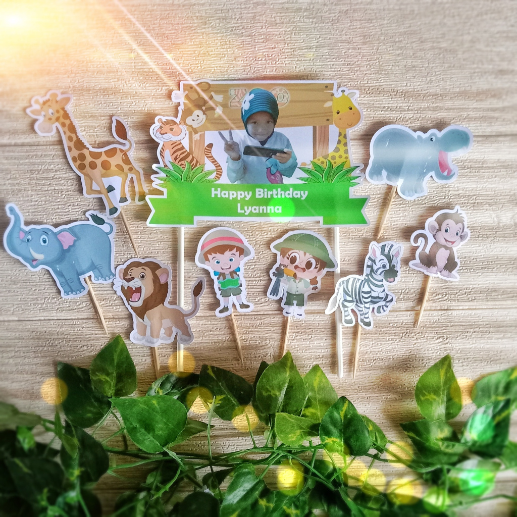Jual Topper Cake Binatang Custom Foto untuk Dekorasi / Hiasan Kue