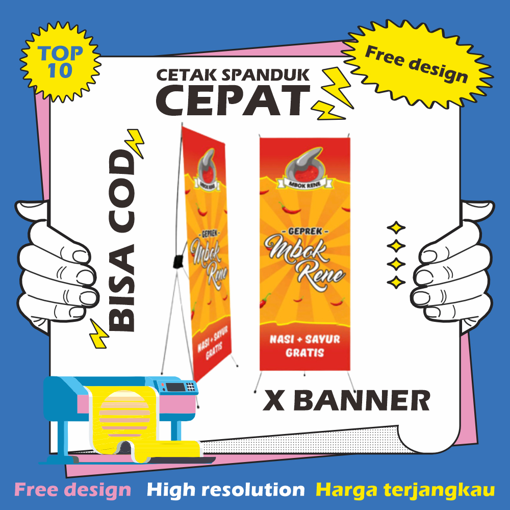 Jual X Banner Stand Banner 60x160 Cm Rangka X Banner Plus Cetak Flexy