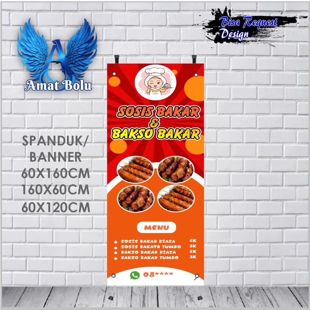 Jual Mmt Spanduk Banner Sosis Dan Bakso Bakar Ukuran 60x160 Cm Bisa