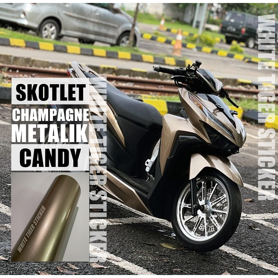 Jual Skotlet Stiker Motor Champagne Metalik Candy Lebar 50cm Scotlite