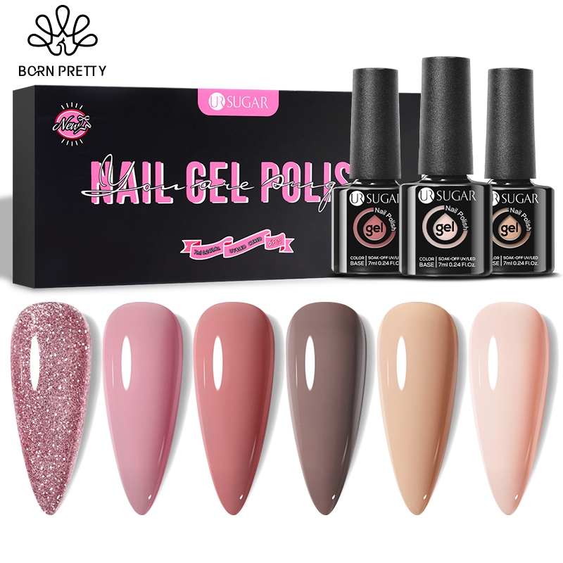 Jual BORN PRETTY 7ml 6 Botol/set Brown Kutek Gel Set Nail Gel Polish