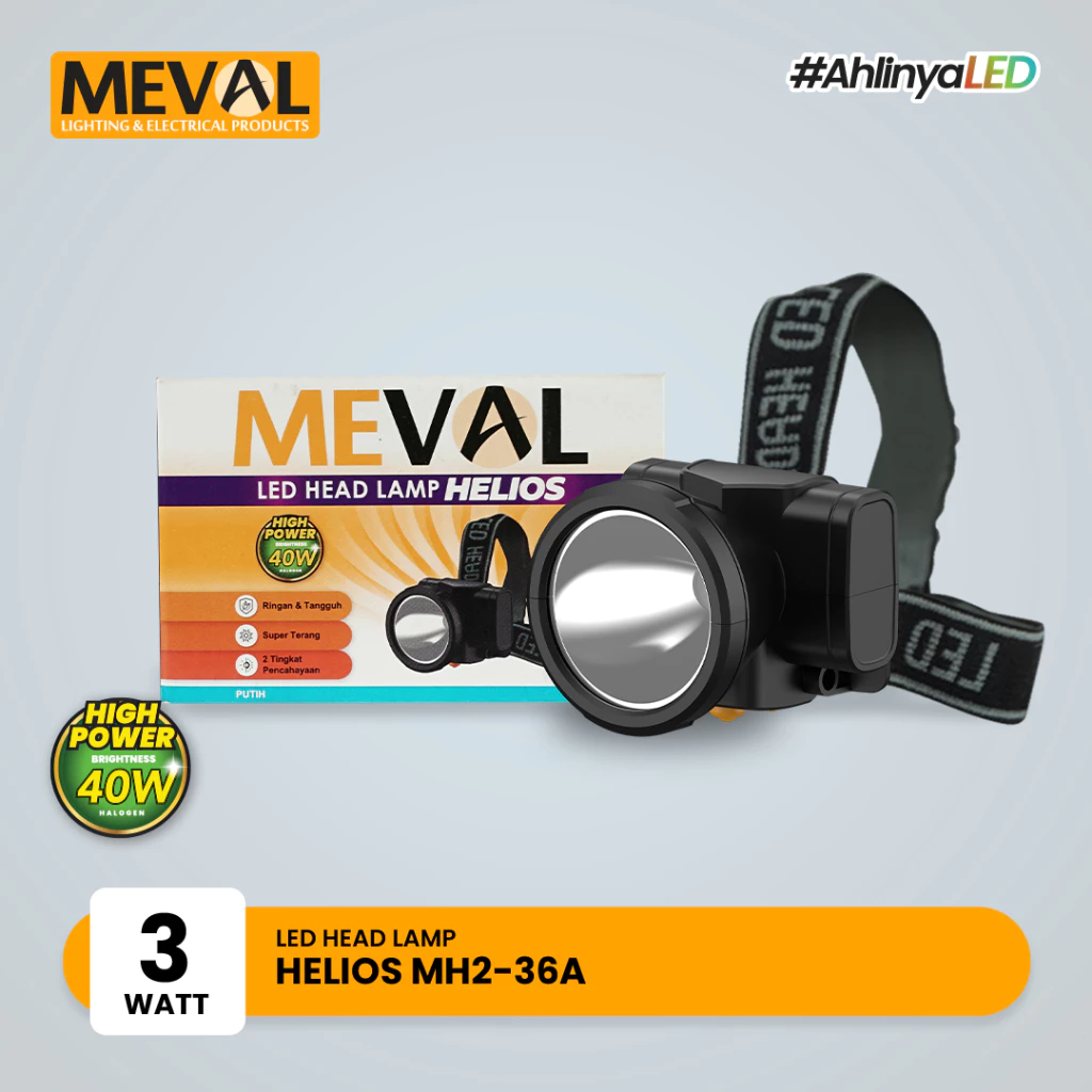 Meval LED Head Lamp HELIOS 3W - Putih - MH2-36A