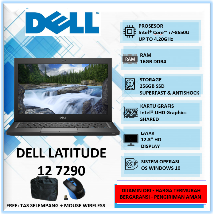 Jual Laptop Dell Latitude 12 7290 Intel Core i7 Gen 16GB 512GB