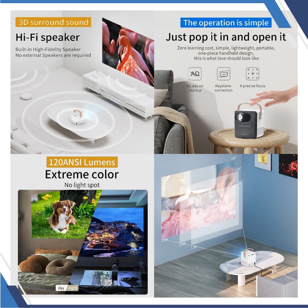 Jual Proyektor Android Smart Projector UltraHD 4K 1024 Screenless TV ...