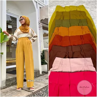 Celana Kulot Crinkle Highwaist Wanita Premium