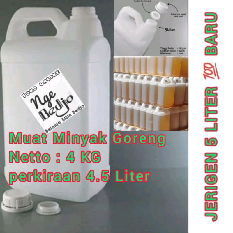 Jual Baru Jerigen Jrigen Drigen Derigen Botol Kemasan 5 Liter 5000 Ml Atau Berat Minyak Netto 4 2889