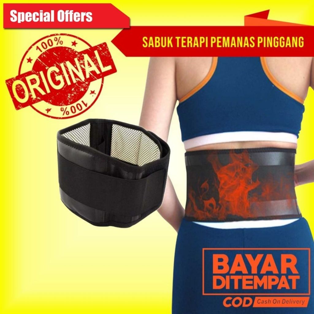 BOOMYINGLAM Korset Pelangsing Olahraga Sauna Waist Belt Single Strap L -  BO-647 - Black