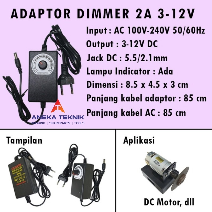 Jual Adjustable Power Adapter Dimmer / Adaptor Dimmer 2A AC - DC 3 ...