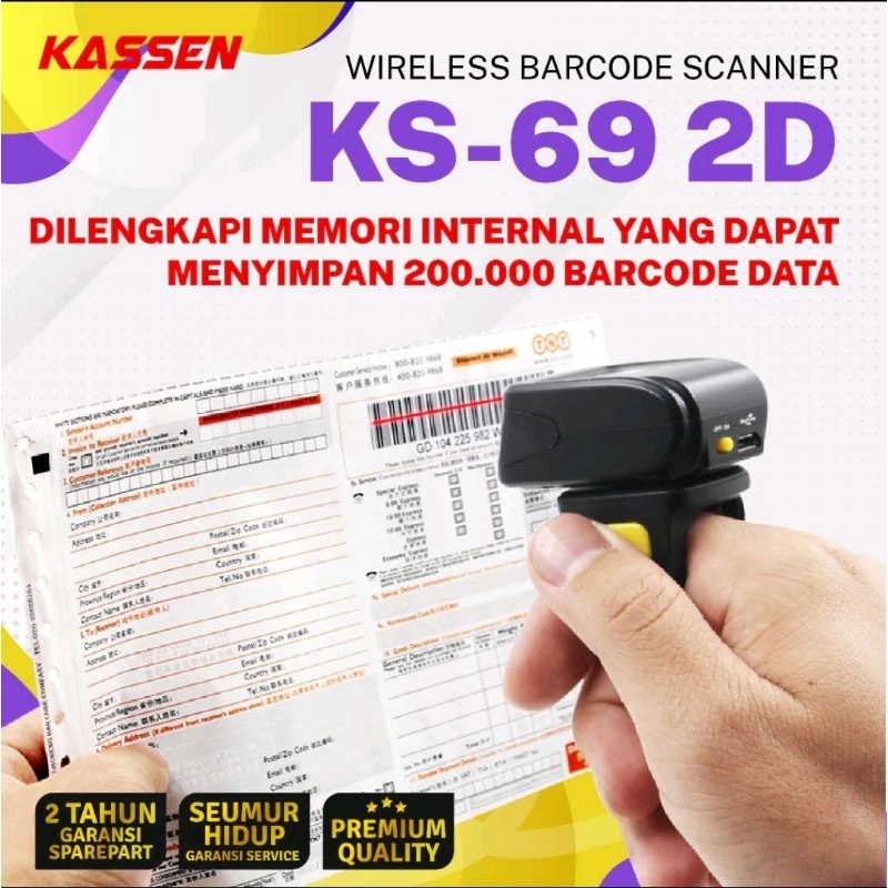 Jual Barcode Scanner Kassen KS69 Ring Barcode Scanner Bluetooth 2D