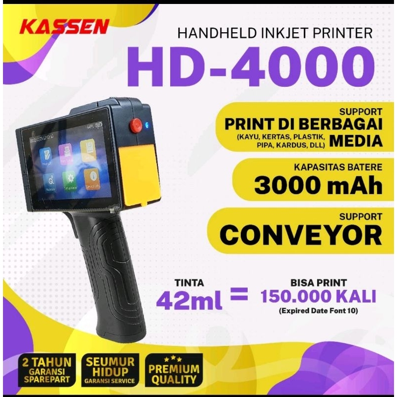 Jual Smart Handheld Printer Portable Conveyor ExpDate Kassen HD 4000 HD ...