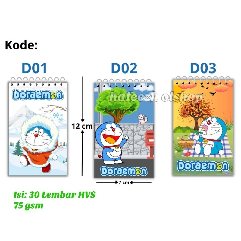 Jual Buku Catatan Notebook Notes Notepad Spiral Doraemon Bisa Custom ...