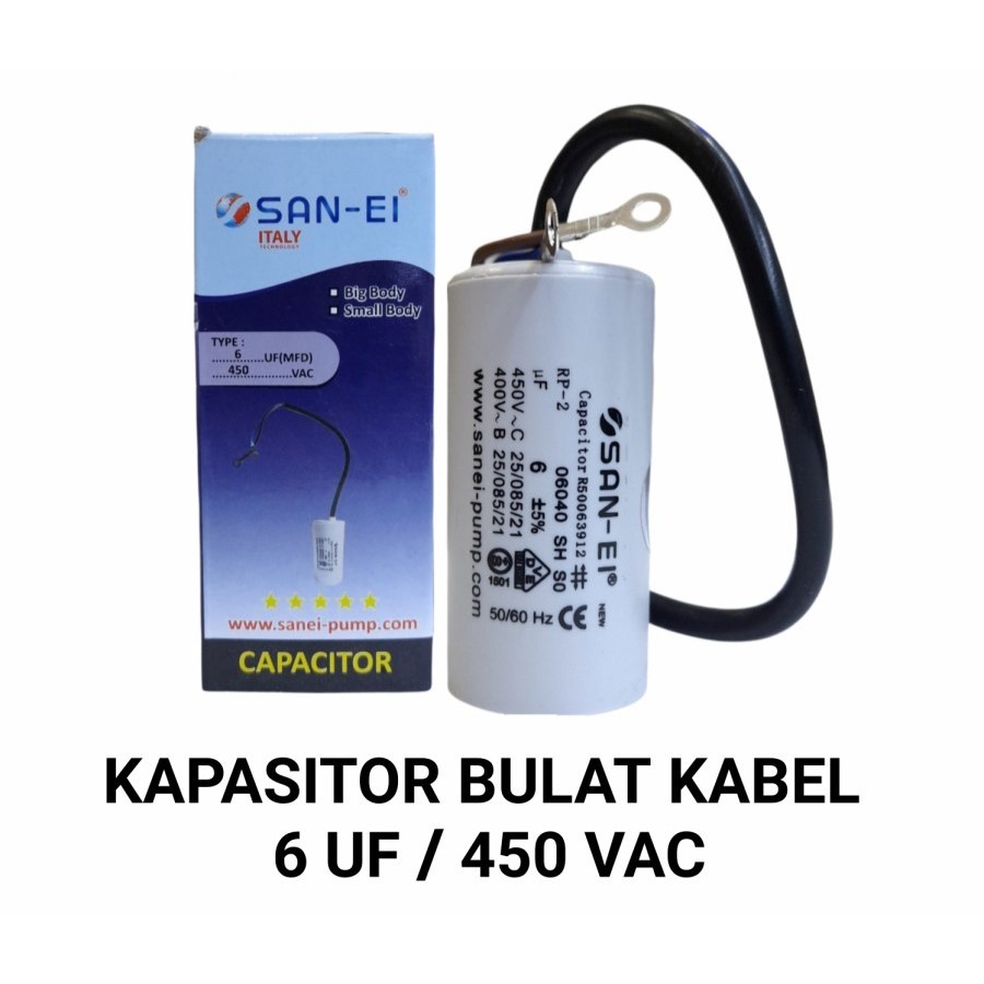 Jual Kapasitor Bulat Uf V Capacitor San Ei Kapasitor Pompa Air Bulat Uf Volt