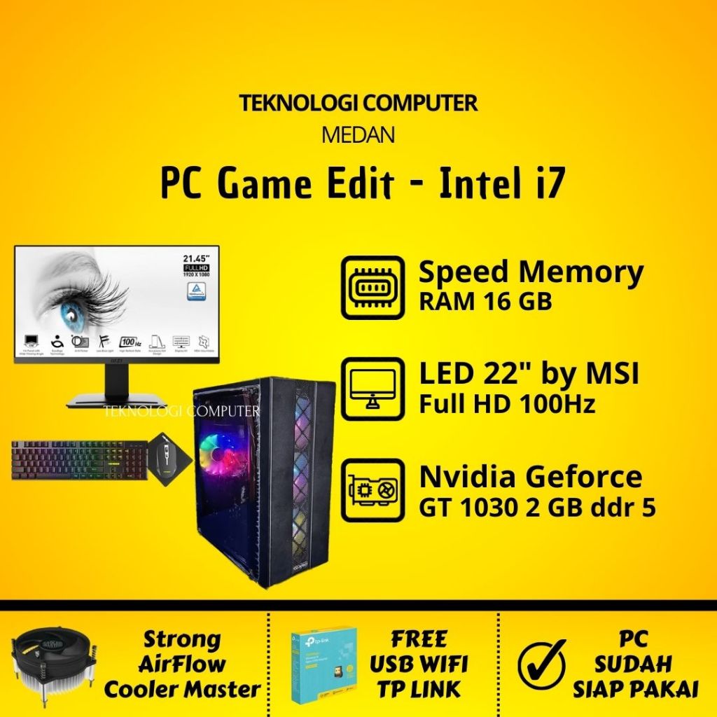 Jual Core i7 VGA GT 2 GB Full Set PC Gaming Editing CPU Rakitan