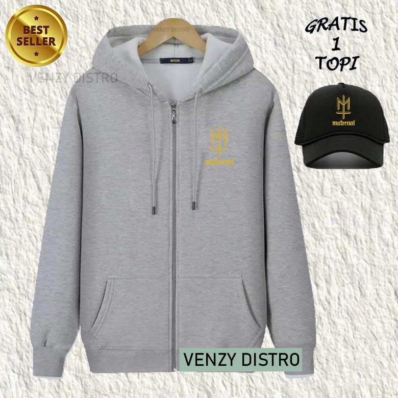 Jual Bonus Topi Jaket Resleting Zipper Maternal Text Gold Premium