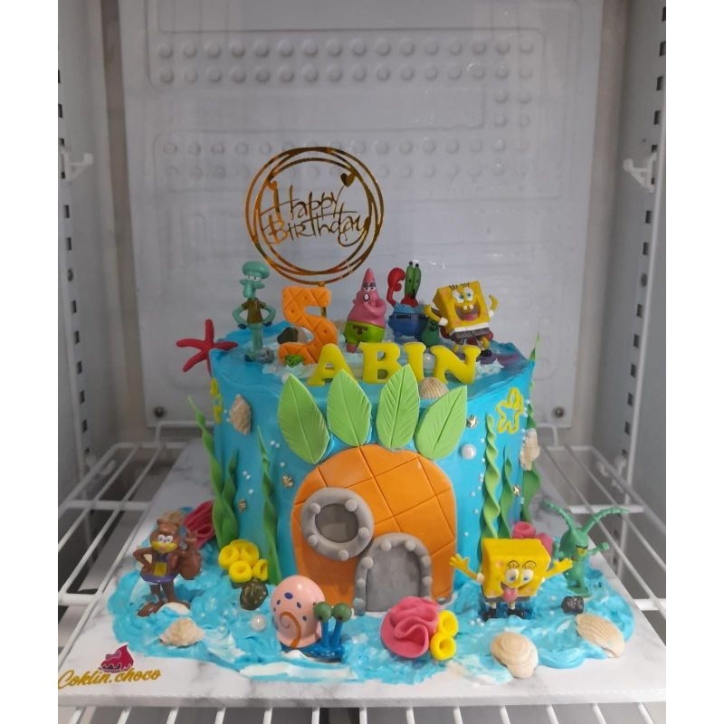 Jual kue ulang tahun karakter spongebob/ cake birthday spongebob and