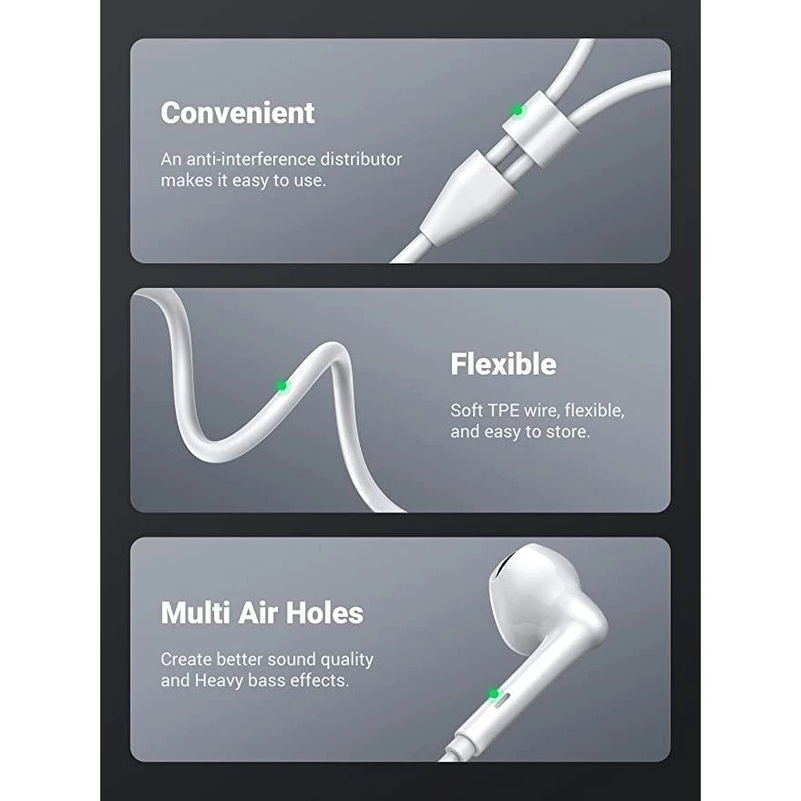 UGREEN Headset Handsfree Earphone Samsung Google iPad iPhone 15 16 Series Type C Audio Call