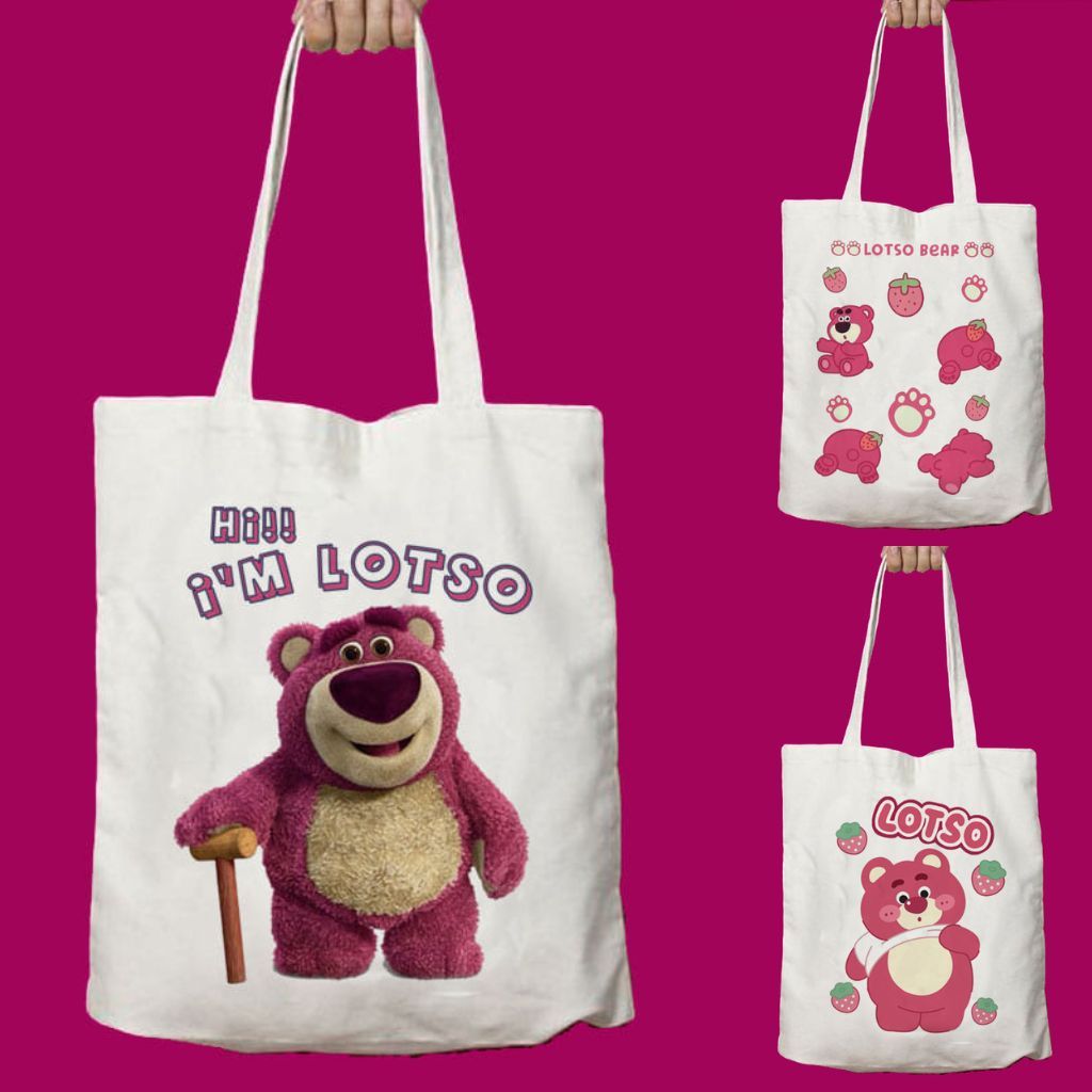 Jual TAS HITAM Totebag Goodiebag Tas Serut Lotso Bear Tas Sekolah Kerja ...
