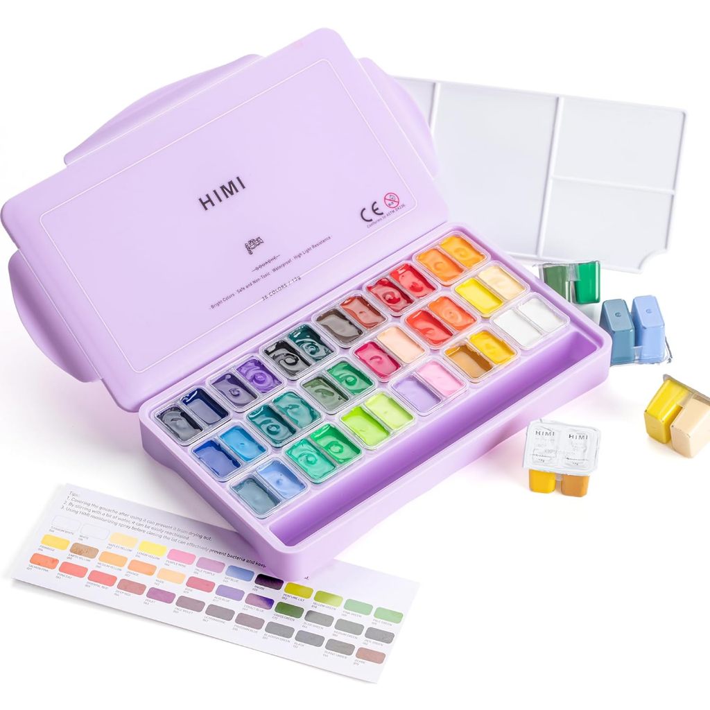Jual Miya Himi Gouache Paint Twin Cup Half Cup Cat Set 36 Colors X 