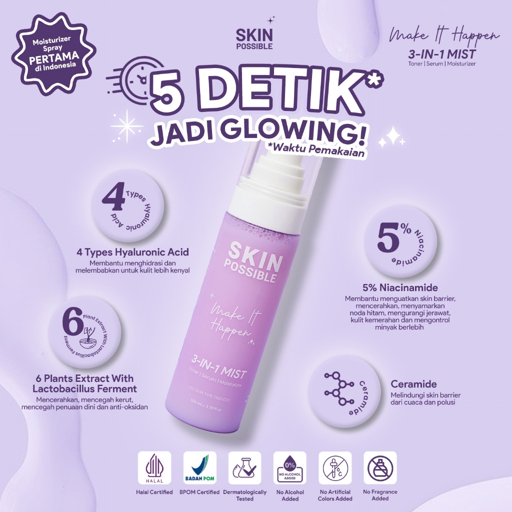 Jual Moisturizer Spray 3in1 Mist Pelembab Wajah Kering Kusam