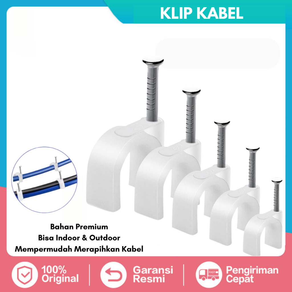 Jual Clip Kabel Klem Kabel Isi 50 Clem Cable Organizer Klip Kabel