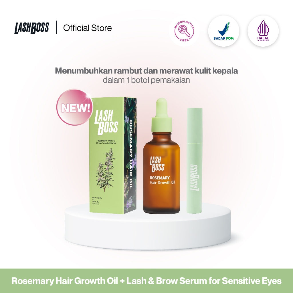Jual LashBoss Rosemary Hair Growth Oil & Lash and Brow Serum for